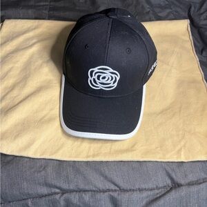 Black Cap with White Embroidery